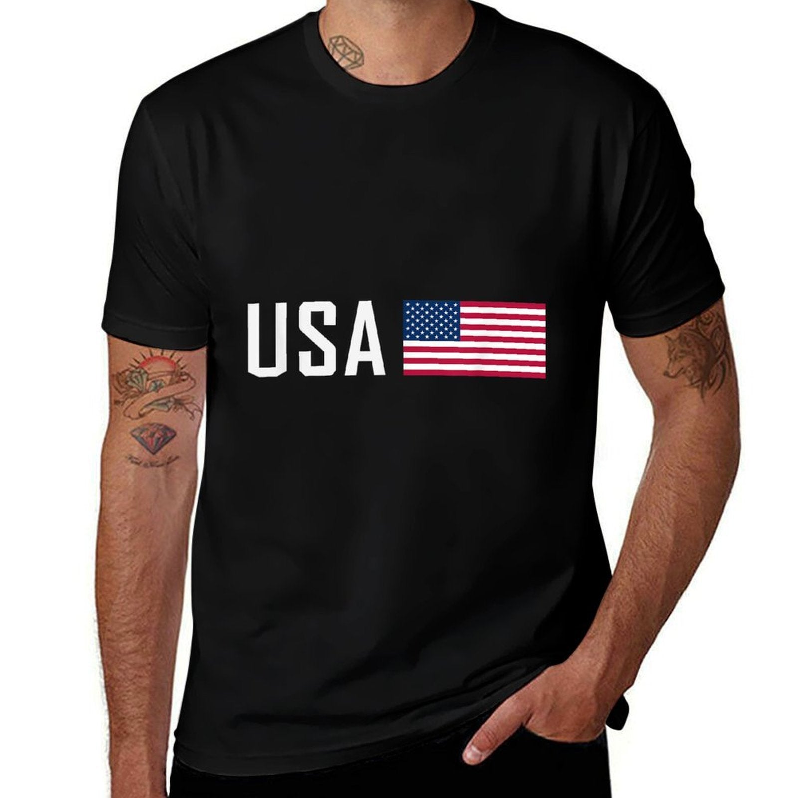 American Cool Patriotic Men Women 4th of July USA  Stretchy T-Shirt
