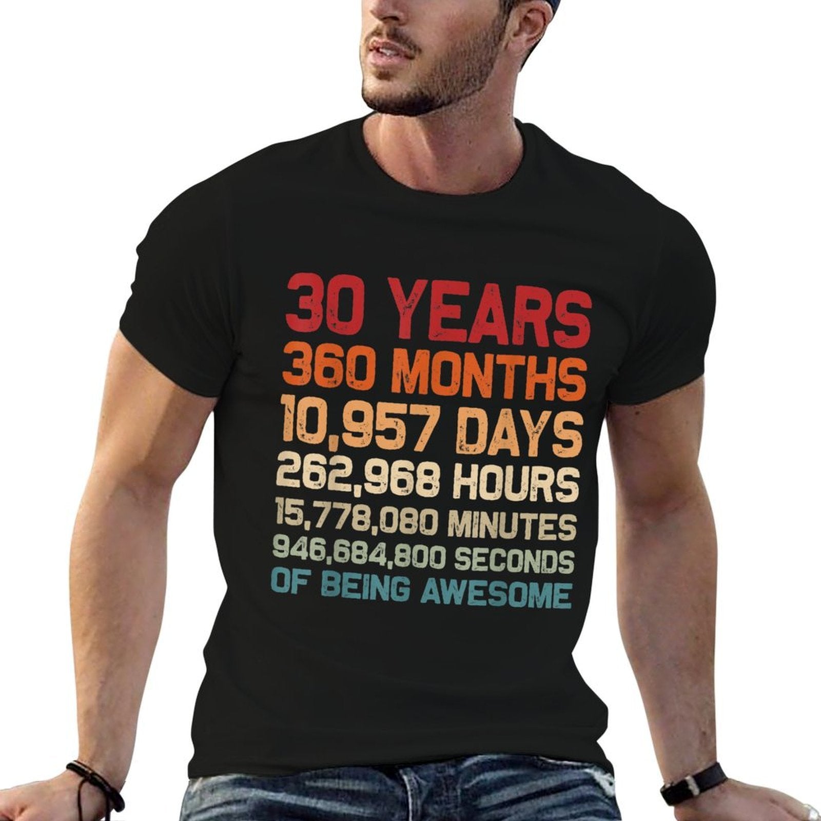 30 Years of Being Awesome Retro Vintage Funny 30th Birthday  Oversized Silhouette T-Shirt