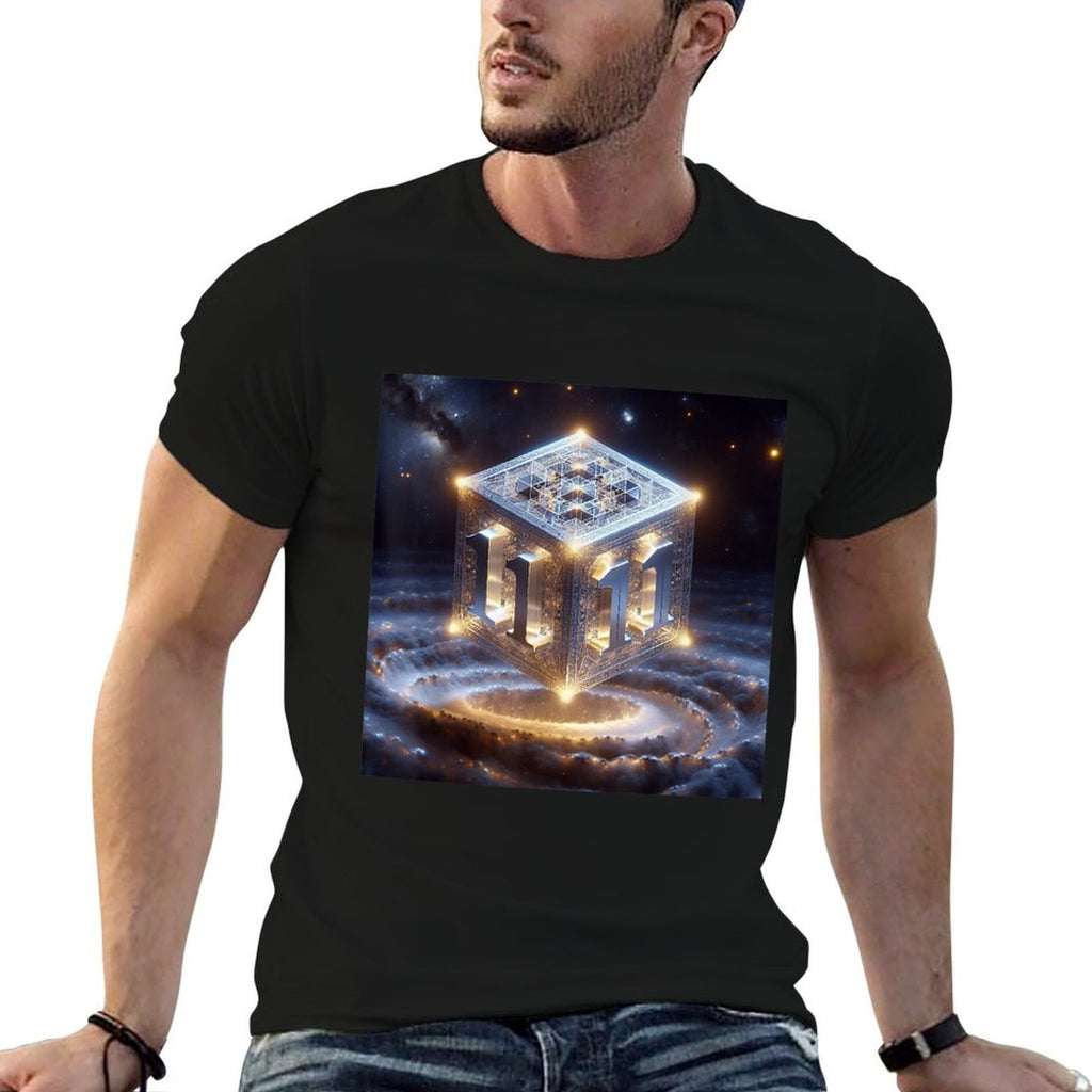 Angel Number 1111 with Metatrons Cube  Fade-proof Color T-Shirt