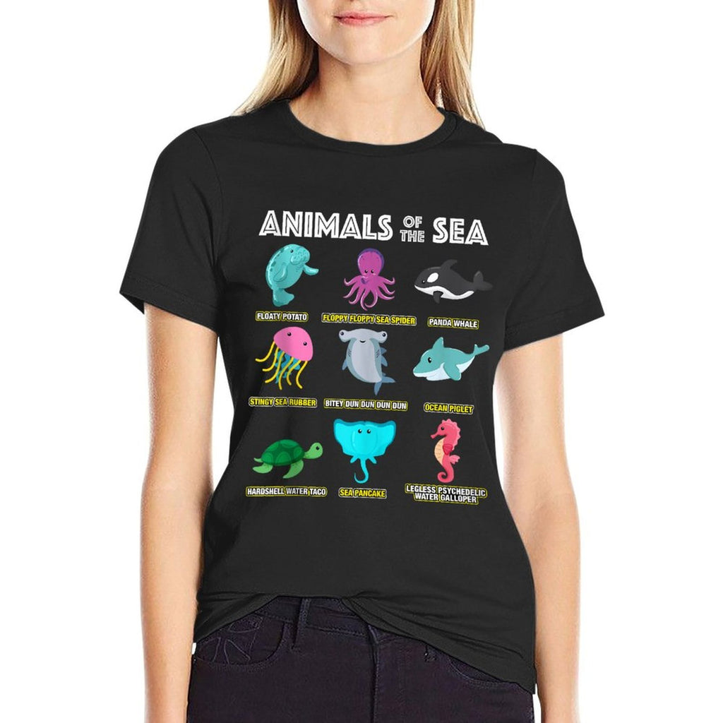 Animals Of The World Sea Creatures Funny Ocean Humor Meme  Trendy Pattern T-Shirt