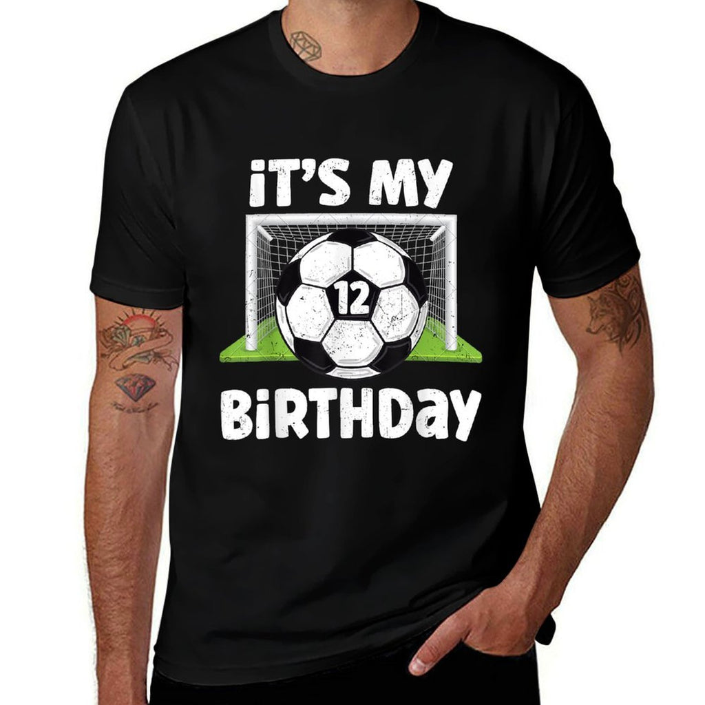 12 Years Old Soccer 12th Birthday Player Kids B-day Party  Cotton T-Shirt