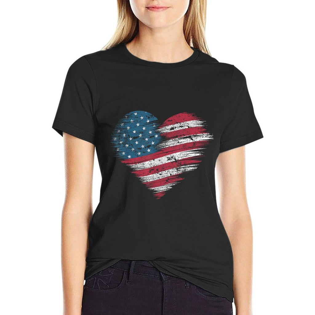 American Heart Women Men Kids Patriotic 4th of July USA  Odor-resistant T-Shirt