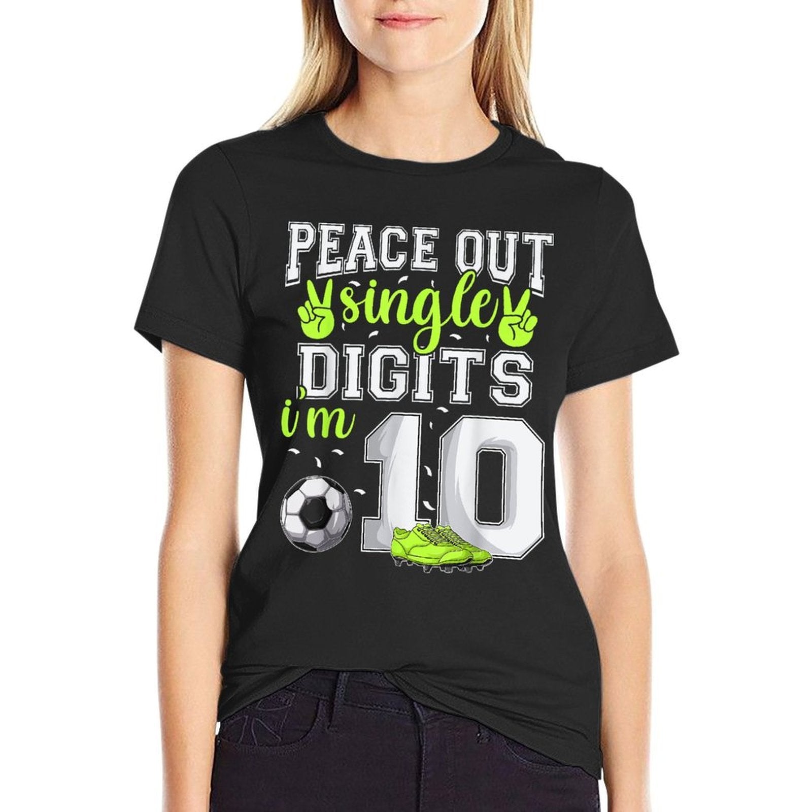 10th Birthday Boys Soccer Peace Out Single Digits  Lightweight T-Shirt