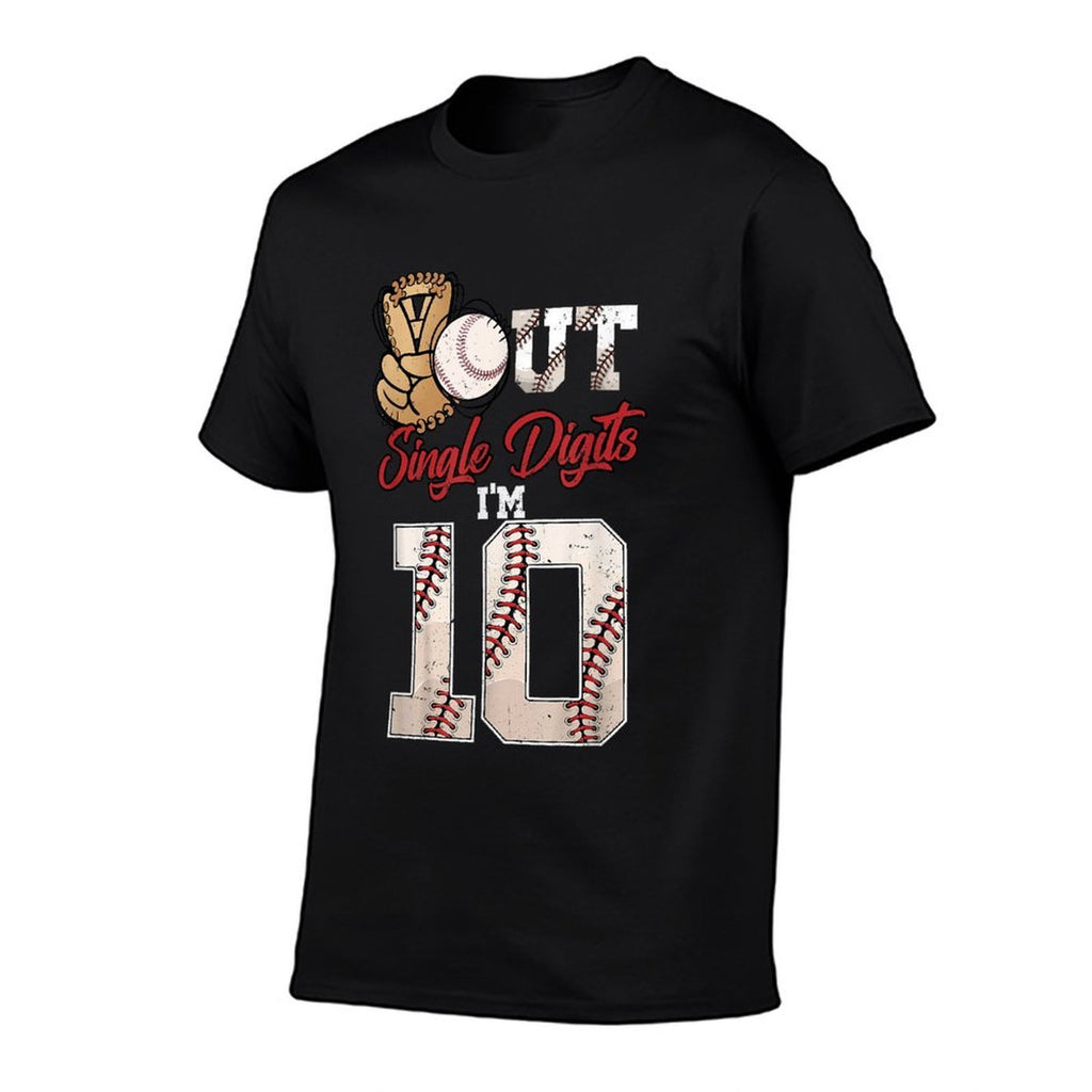10th Birthday Boys Baseball Peace Out Single Digits  Relaxed-fit T-Shirt