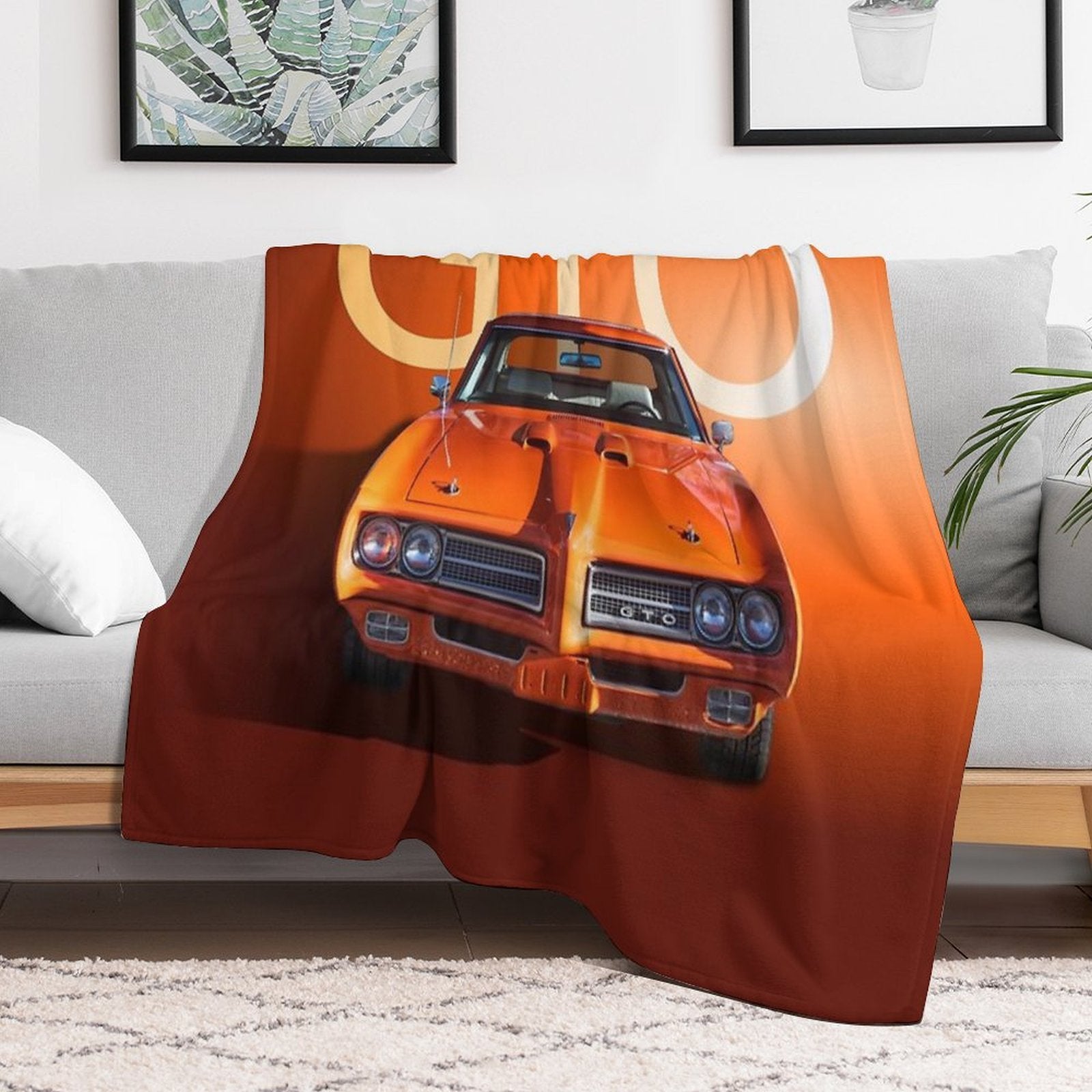 1969 Orange GTO Plush Throw Blanket