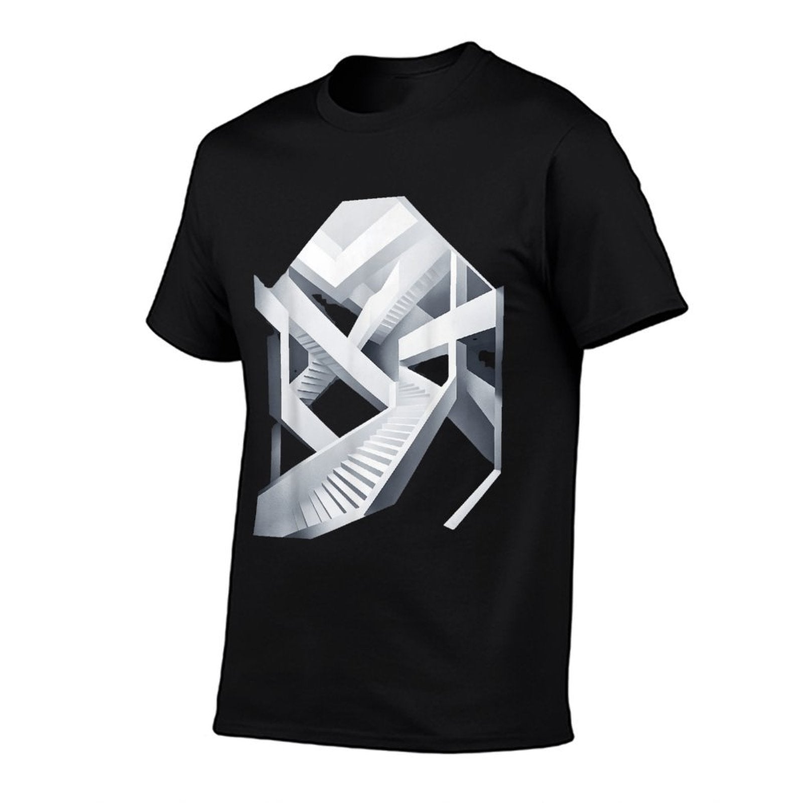 Abstract Monochrome Art Intricate Optical Illusion Geometric Art - Unisex-AdultsKids - Black - Small - - Modern - Geometric - A  High-quality Stitching T-Shirt