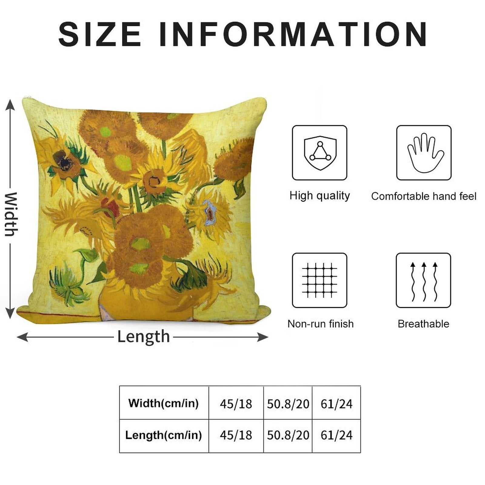 1889-Vincent Van Gogh-Sunflowers-73x95 Soft Home Decor Throw Pillow
