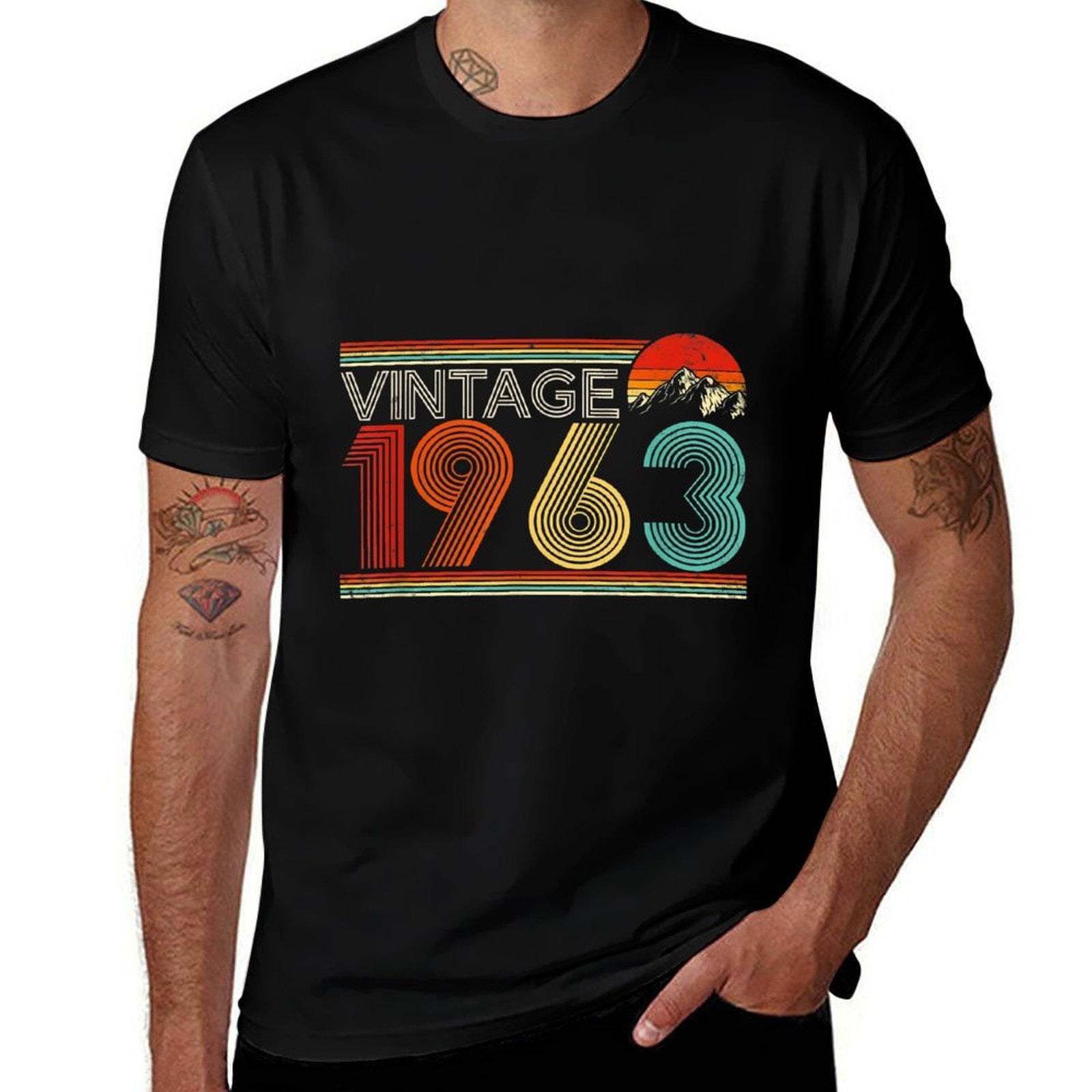 60 Year Old Retro Gift Men Women Vintage 1963 60th Birthday  Fade-proof Color T-Shirt