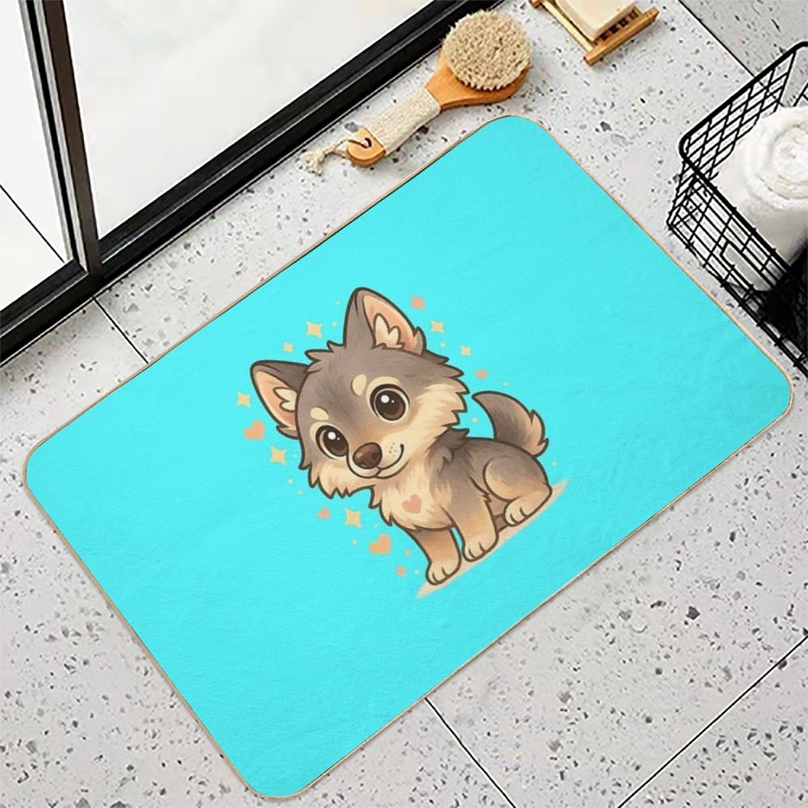 Kawaii Baby Wolf – Chibi Mascot  Easy Maintenance Bath Mat