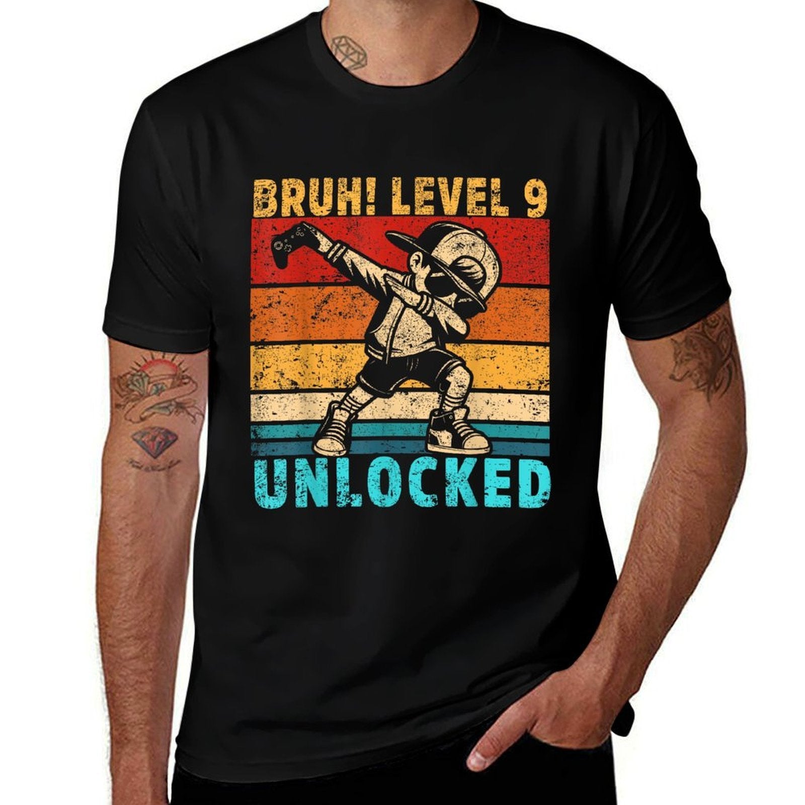 9 Year Old Birthday Dabbing Boy Bruh 9th Level Unlocked  Cotton T-Shirt