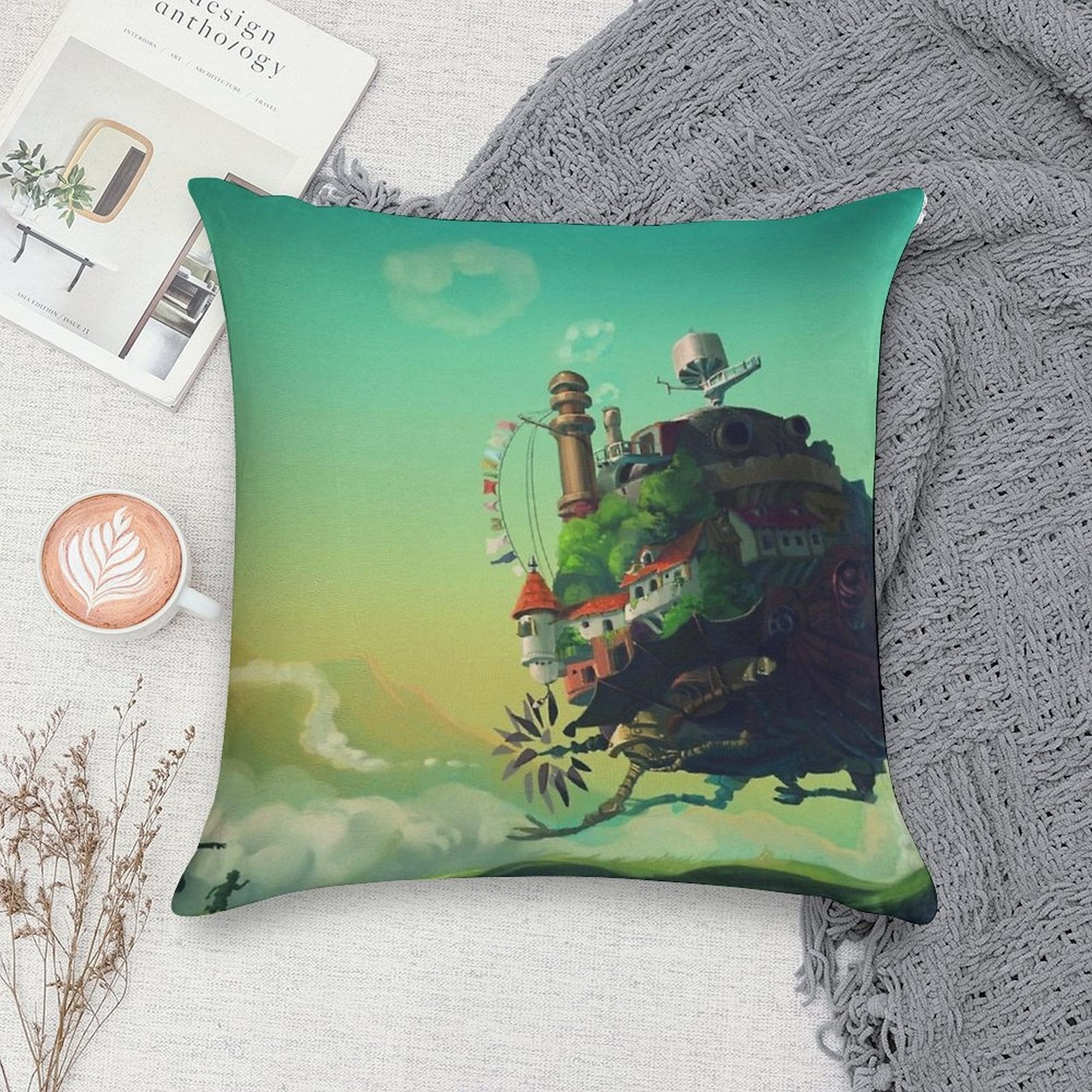 Anime Movie Landscape Soft Skin-Friendly Throw Pillow