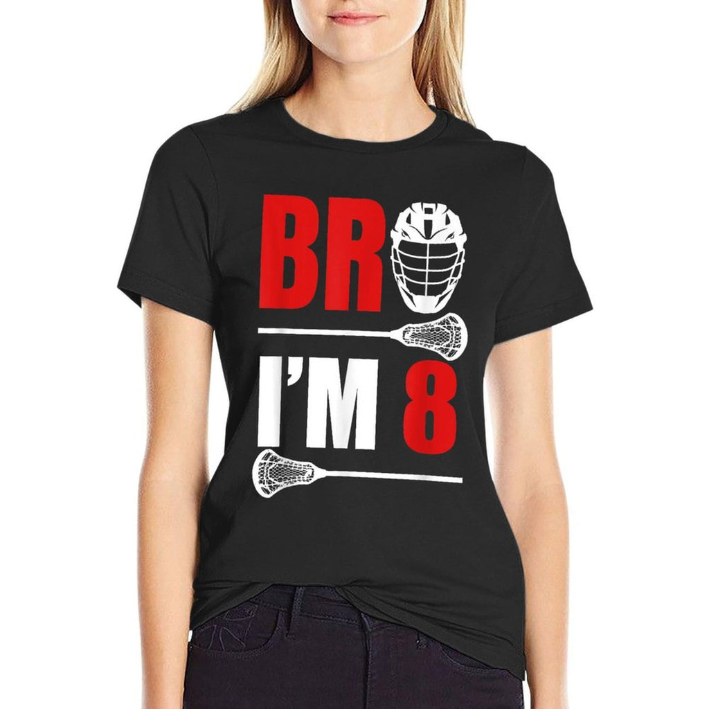 8th Birthday Boy Bro I&#39;m 8 Year Old Lacrosse Theme  Easy-care T-Shirt