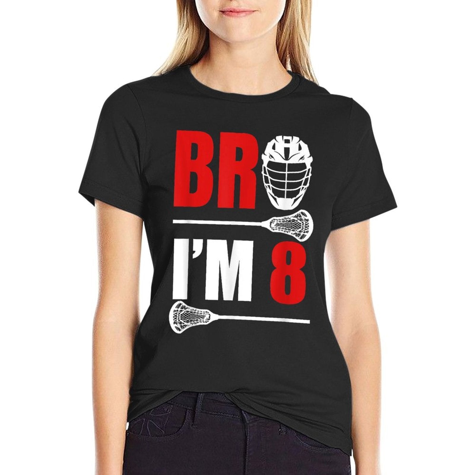 8th Birthday Boy Bro I&#39;m 8 Year Old Lacrosse Theme  Easy-care T-Shirt