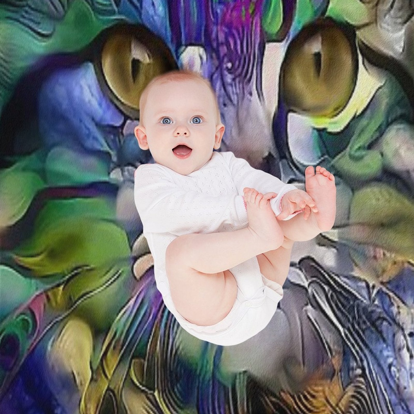 Arabelle, Cat, Chat, Cat, Lea Roche Paintings Quick-dry Throw Blanket