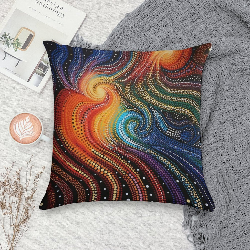Aboriginal Authentic Art - Hot And Cold Swirls Soft Shrink-Resistant Throw Pillow