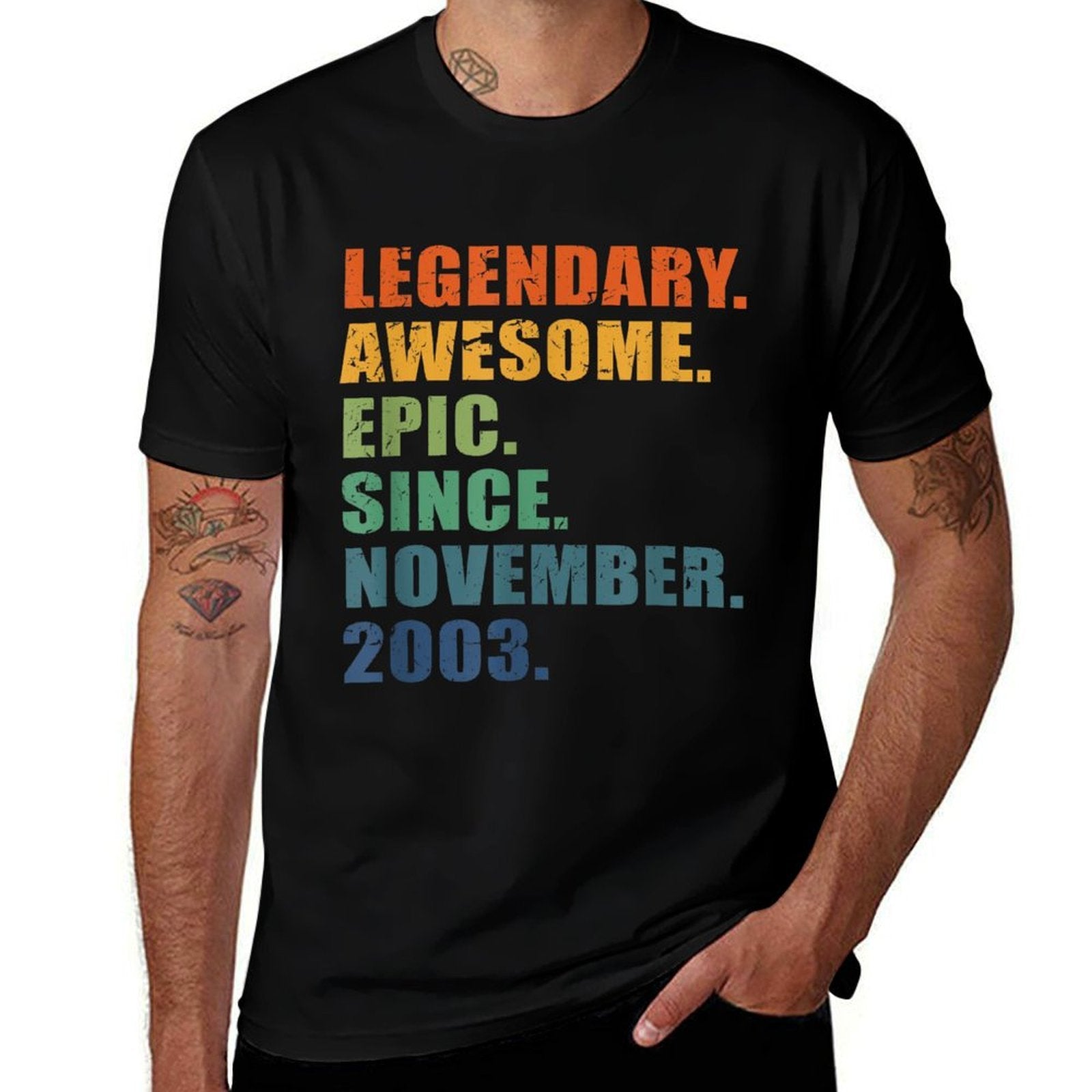 2003 November Men Women 21 Year Anniversary 21st Birthday  Heathered Texture T-Shirt
