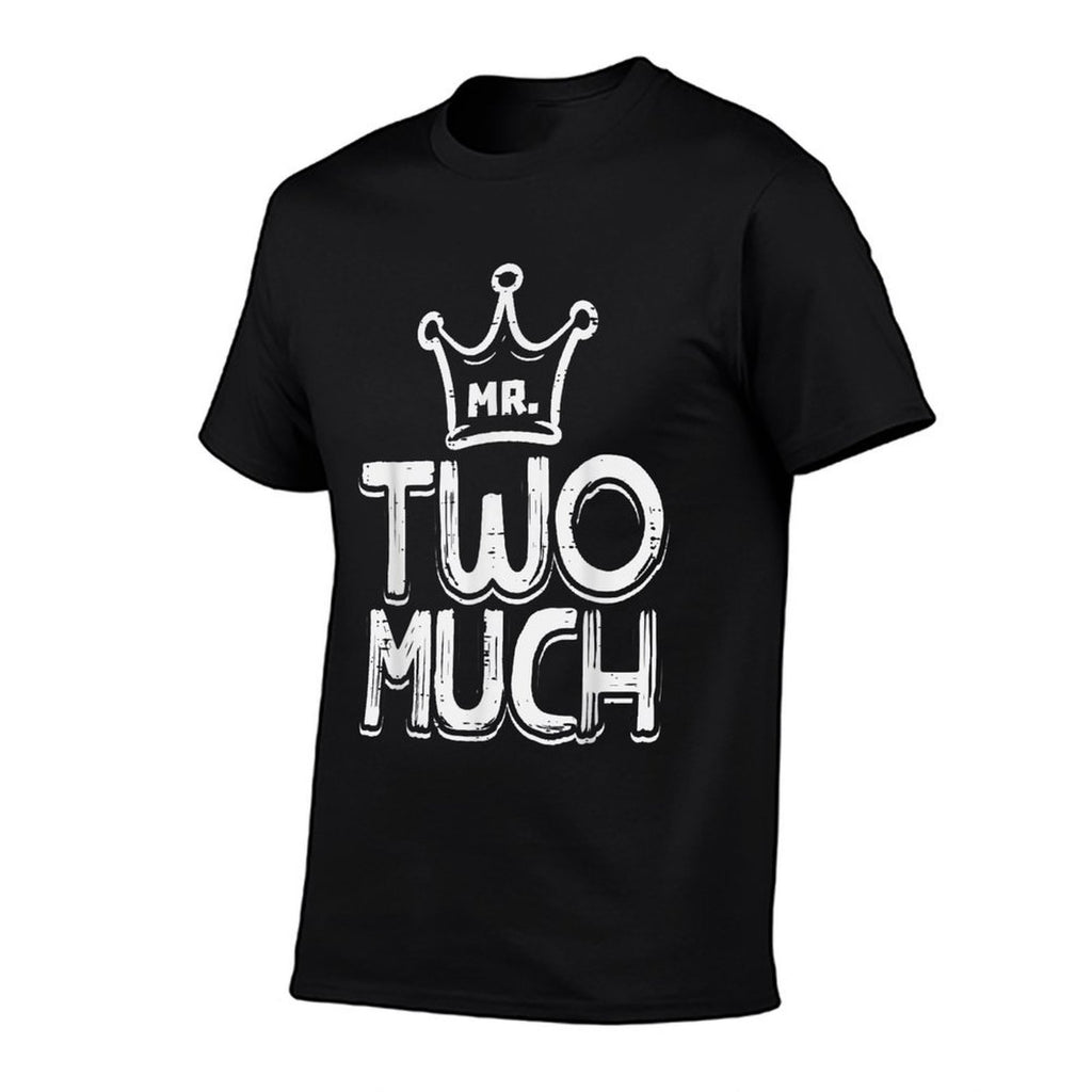 2nd Birthday Mr Two Much Crown 2 Years Old Boys Kids Toddler  Oversized Silhouette T-Shirt