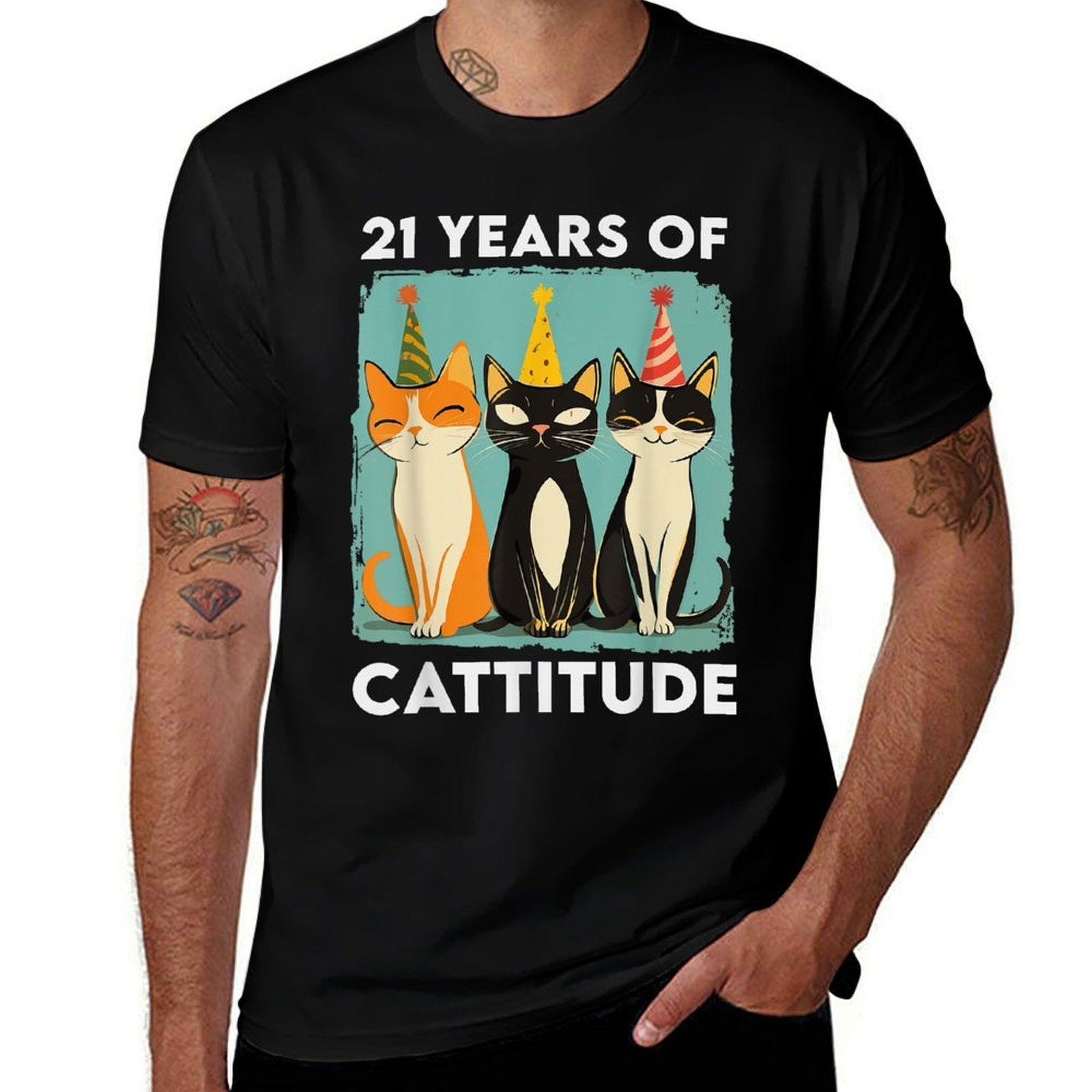 21 Years Of Cattitude 21st Birthday Cat Lover 21 Years Old  Summer-ready Fabric T-Shirt