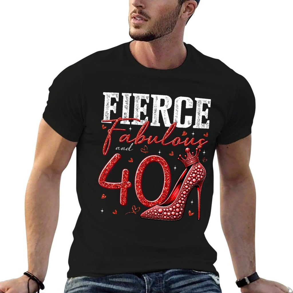 40th Birthday Fierce Fabulous And 40 Year Old Gifts Heels  Tagless Design T-Shirt