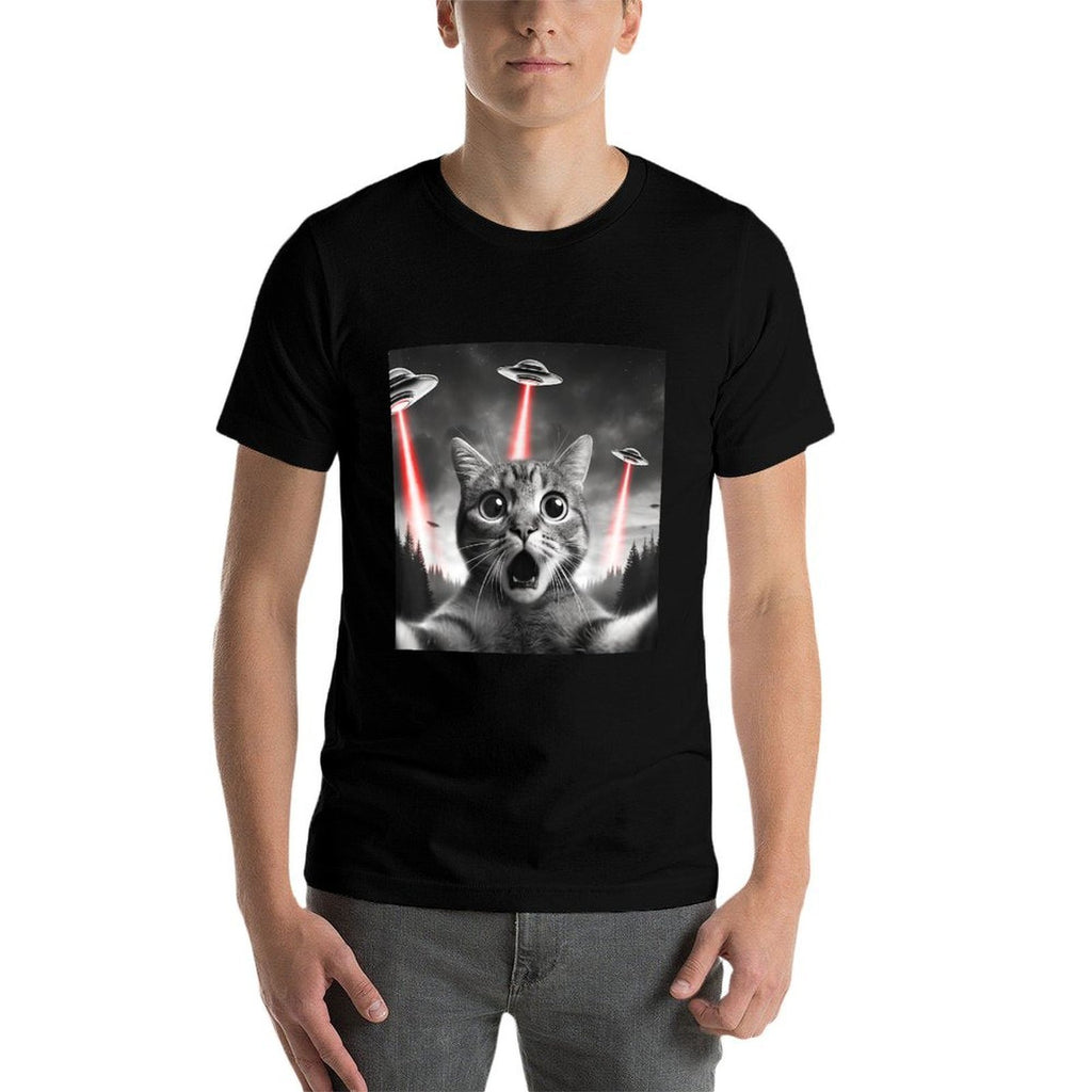 Alien Cat Selfie With Ufo  Eco-friendly Material T-Shirt