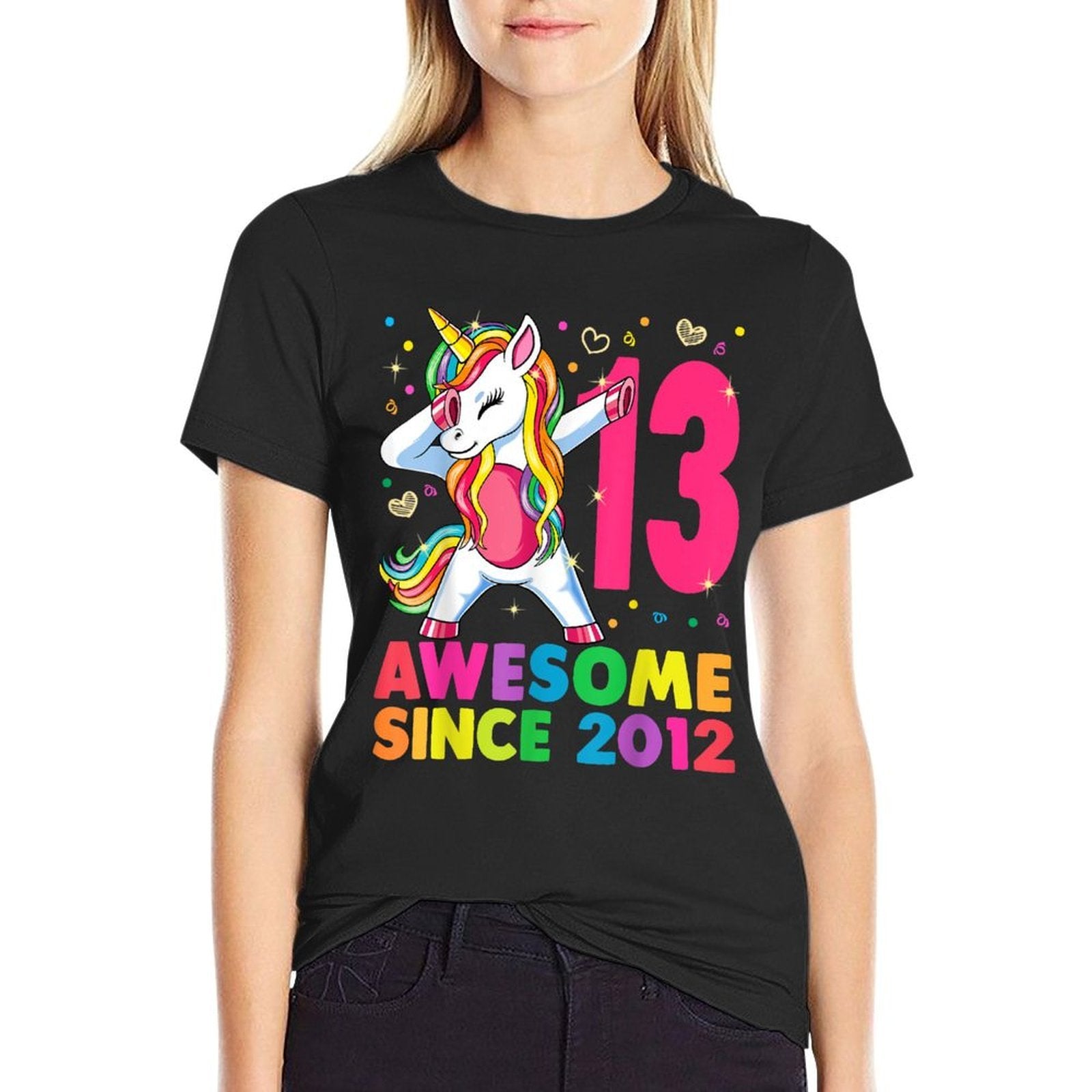 13 Years Old Unicorn Dabbing 13th Birthday Girl Gift Party  Breathable T-Shirt
