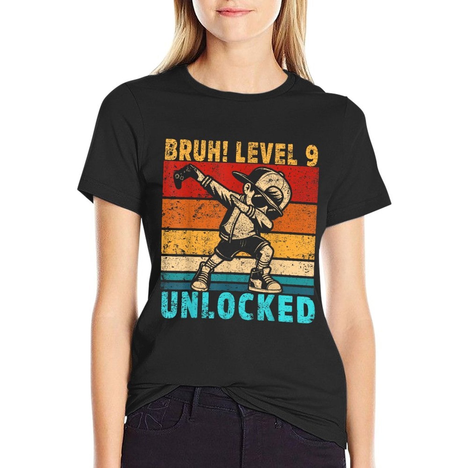 9 Year Old Birthday Dabbing Boy Bruh 9th Level Unlocked  Cotton T-Shirt
