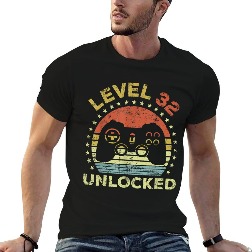 32nd Birthday Gaming Level 32 Unlocked  Cotton T-Shirt