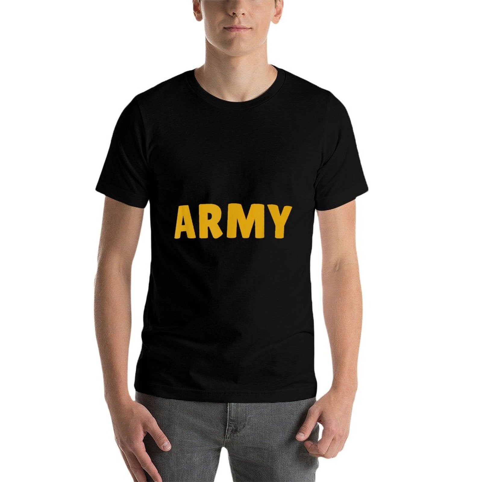 Army - Bold Military Yellow Text, Tactical Style  Affordable Price T-Shirt