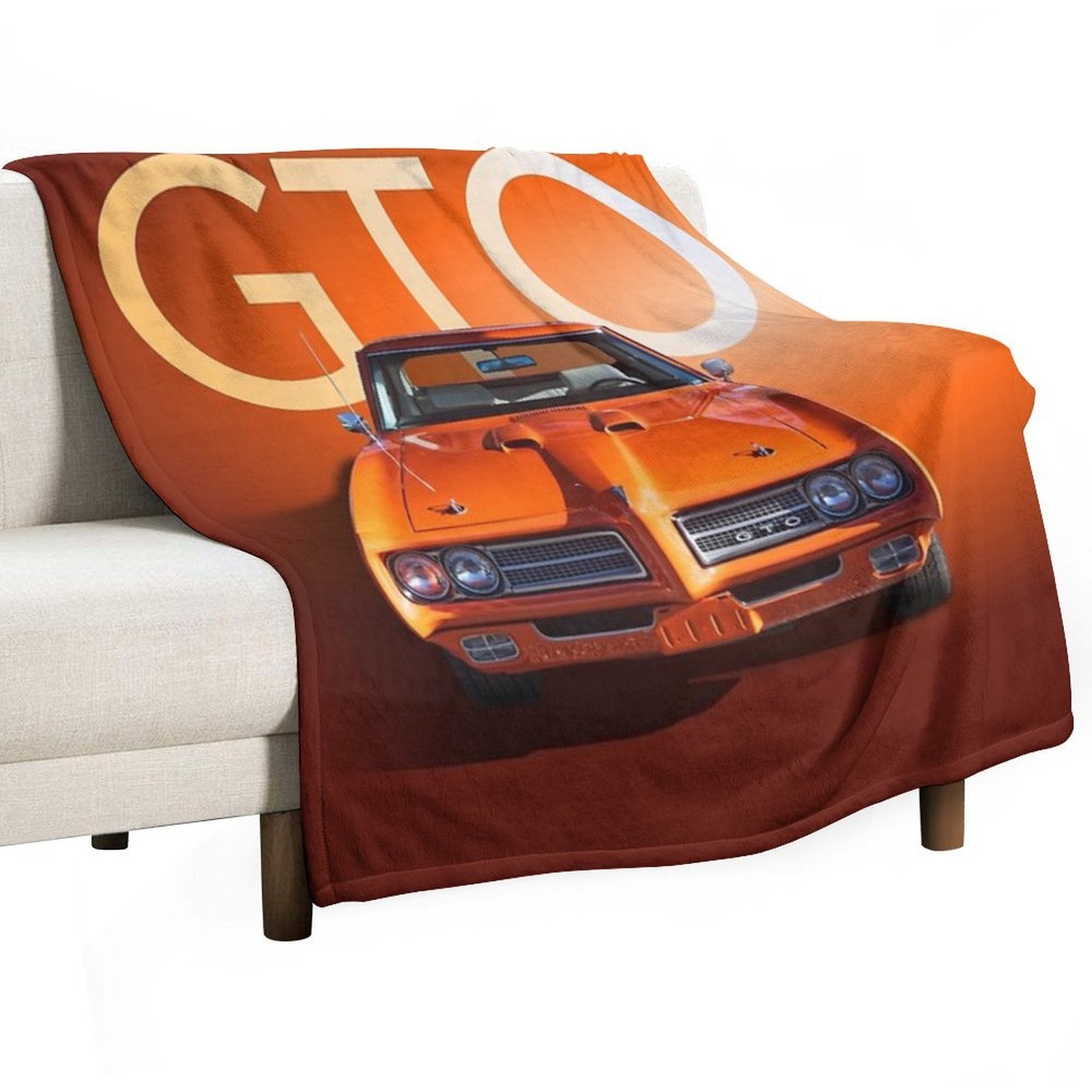 1969 Orange GTO Plush Throw Blanket