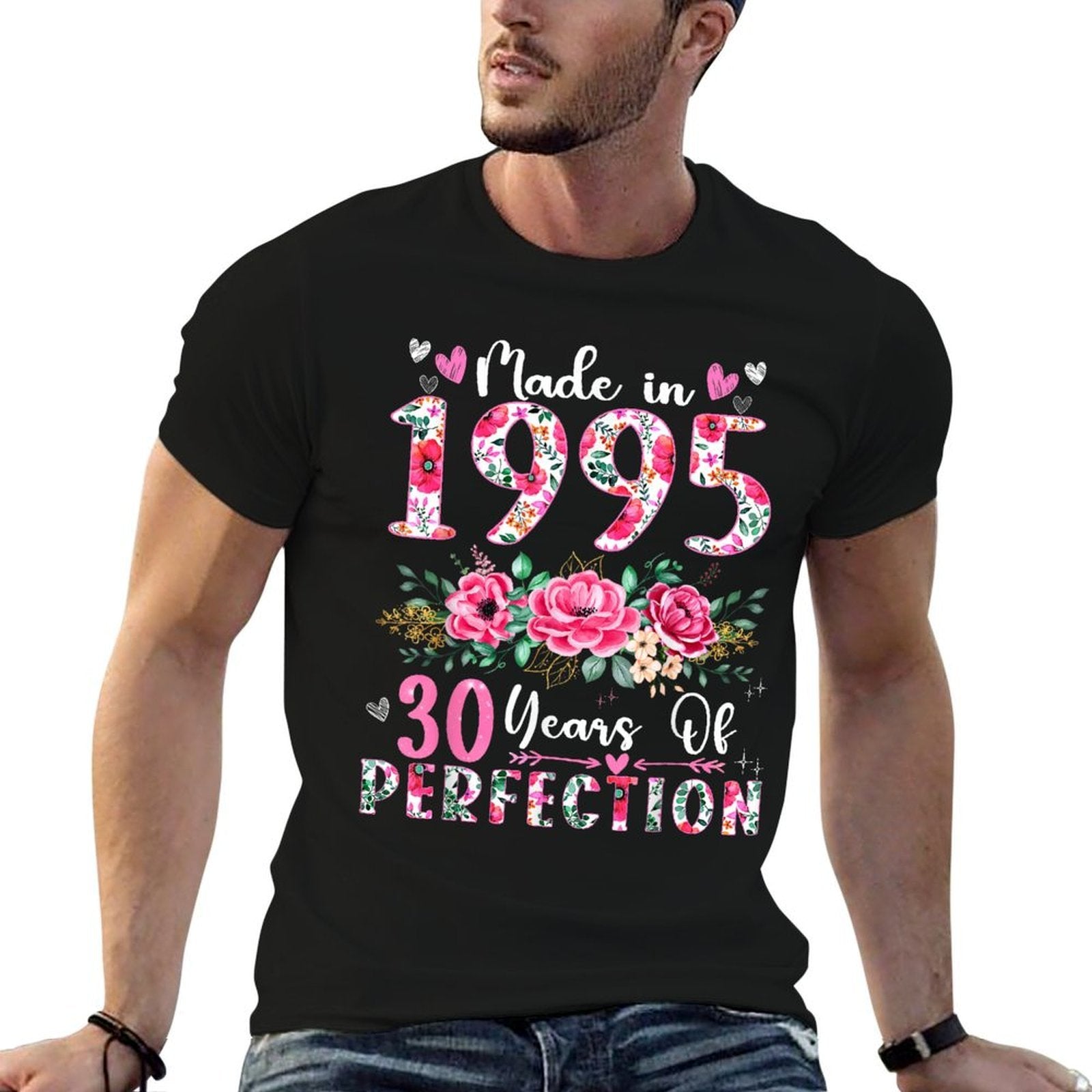 30 Year Old Made In 1995 Floral 30th Birthday Women  Summer-ready Fabric T-Shirt