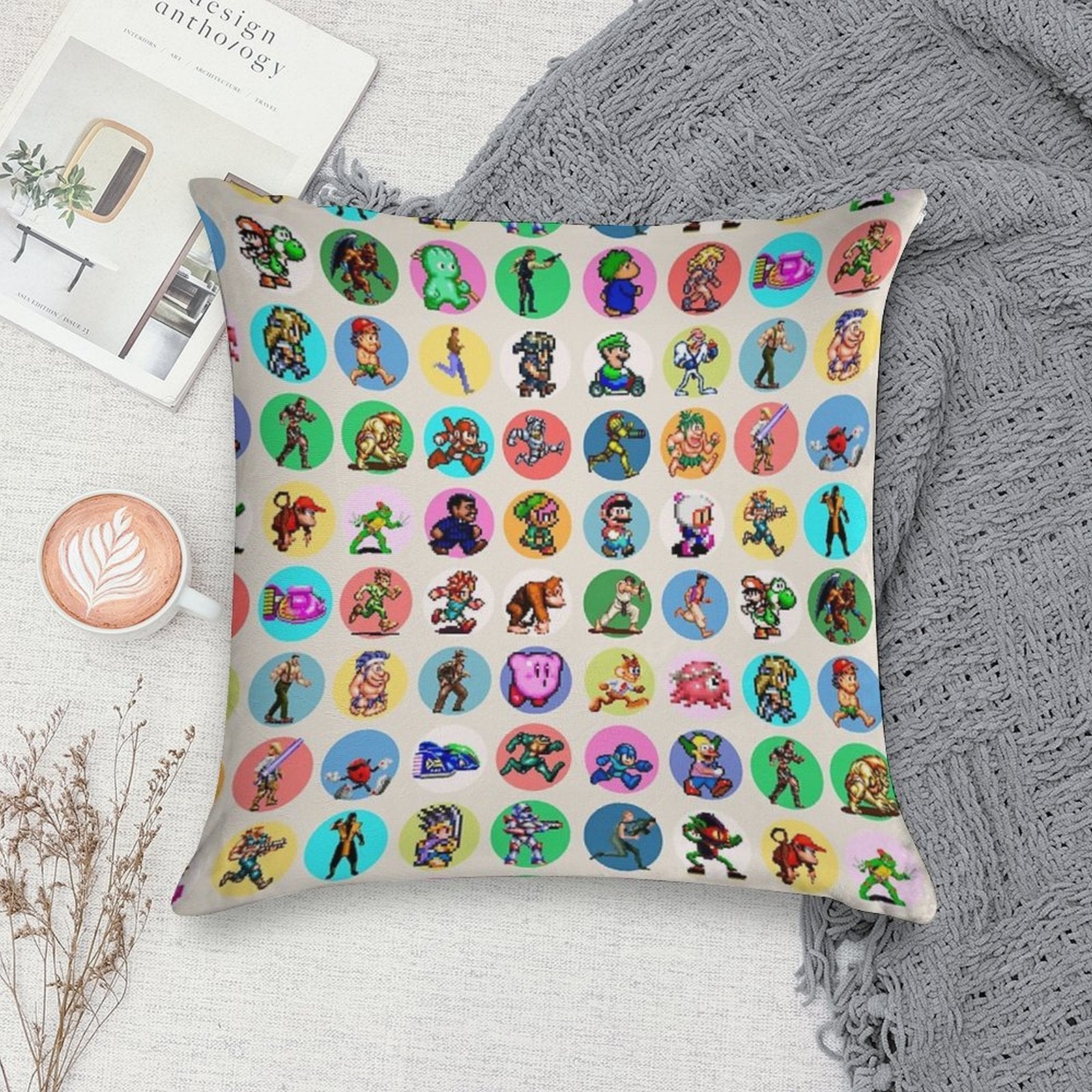 16BIT ICONS Soft Easy Maintenance Throw Pillow