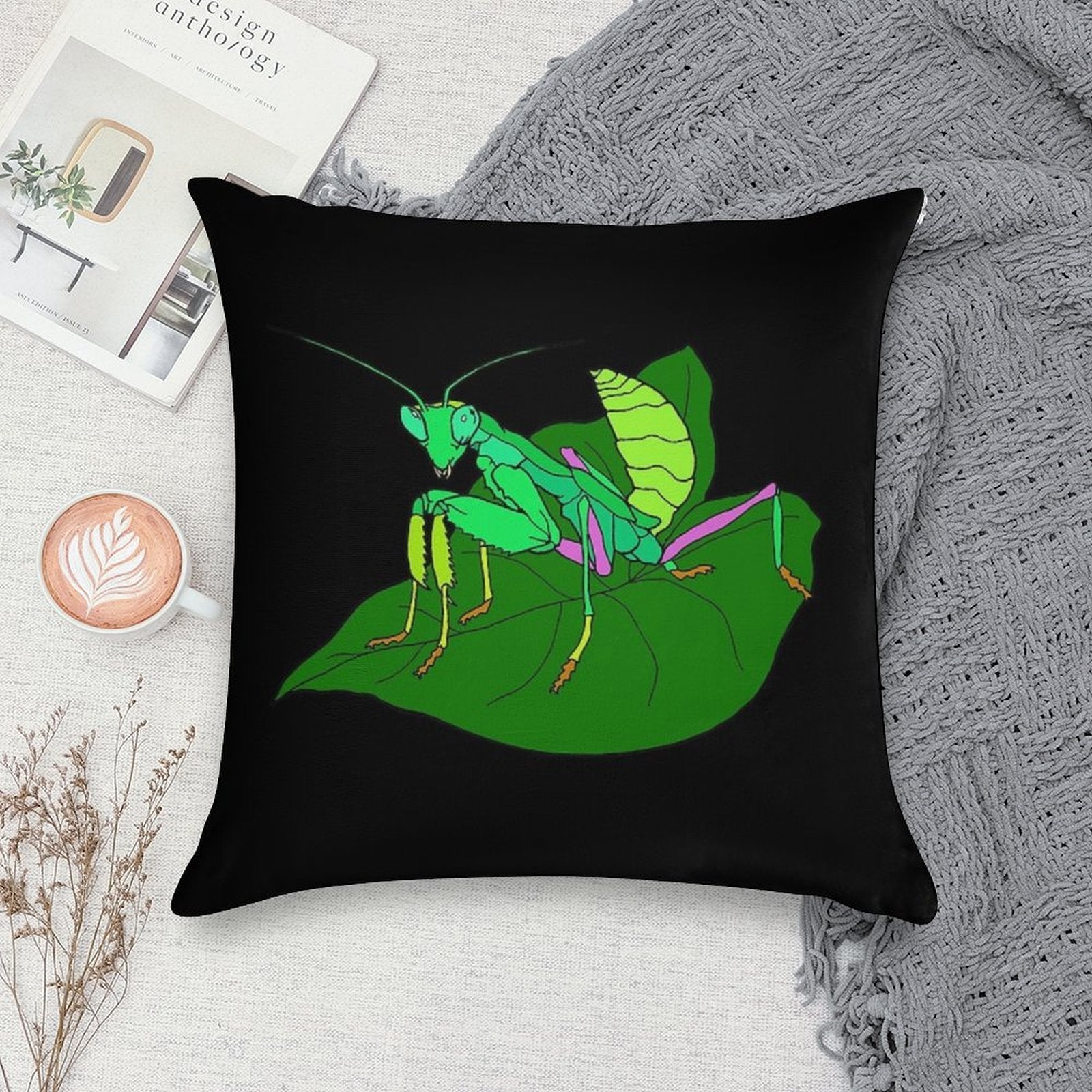 African Giant Mantis (juvenile) Soft Shrink-Resistant Throw Pillow