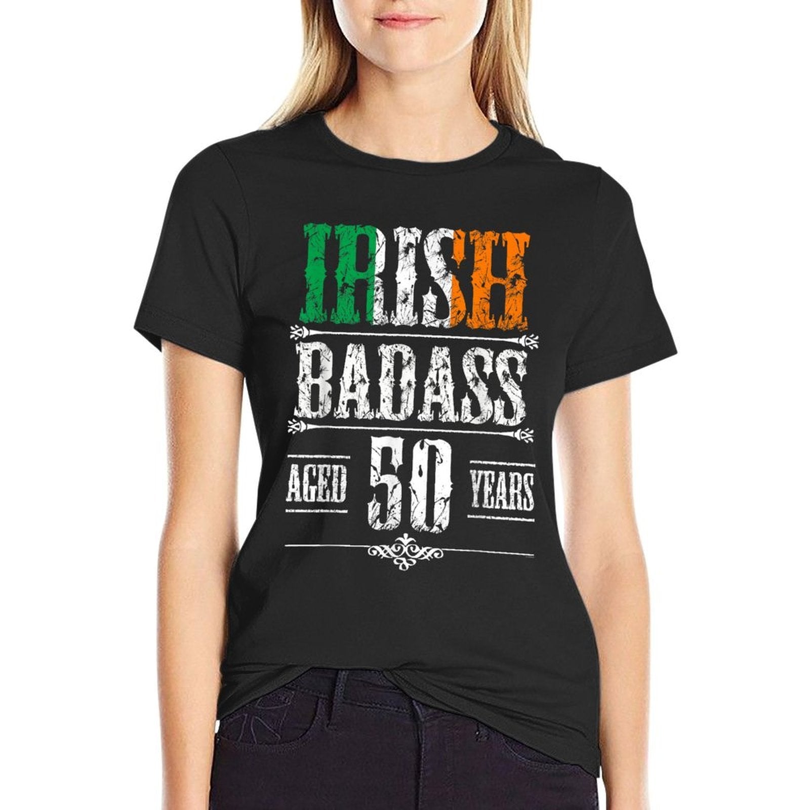 50th Irish Birthdays T Shirt Present for 50 Year Old  Heathered Texture T-Shirt