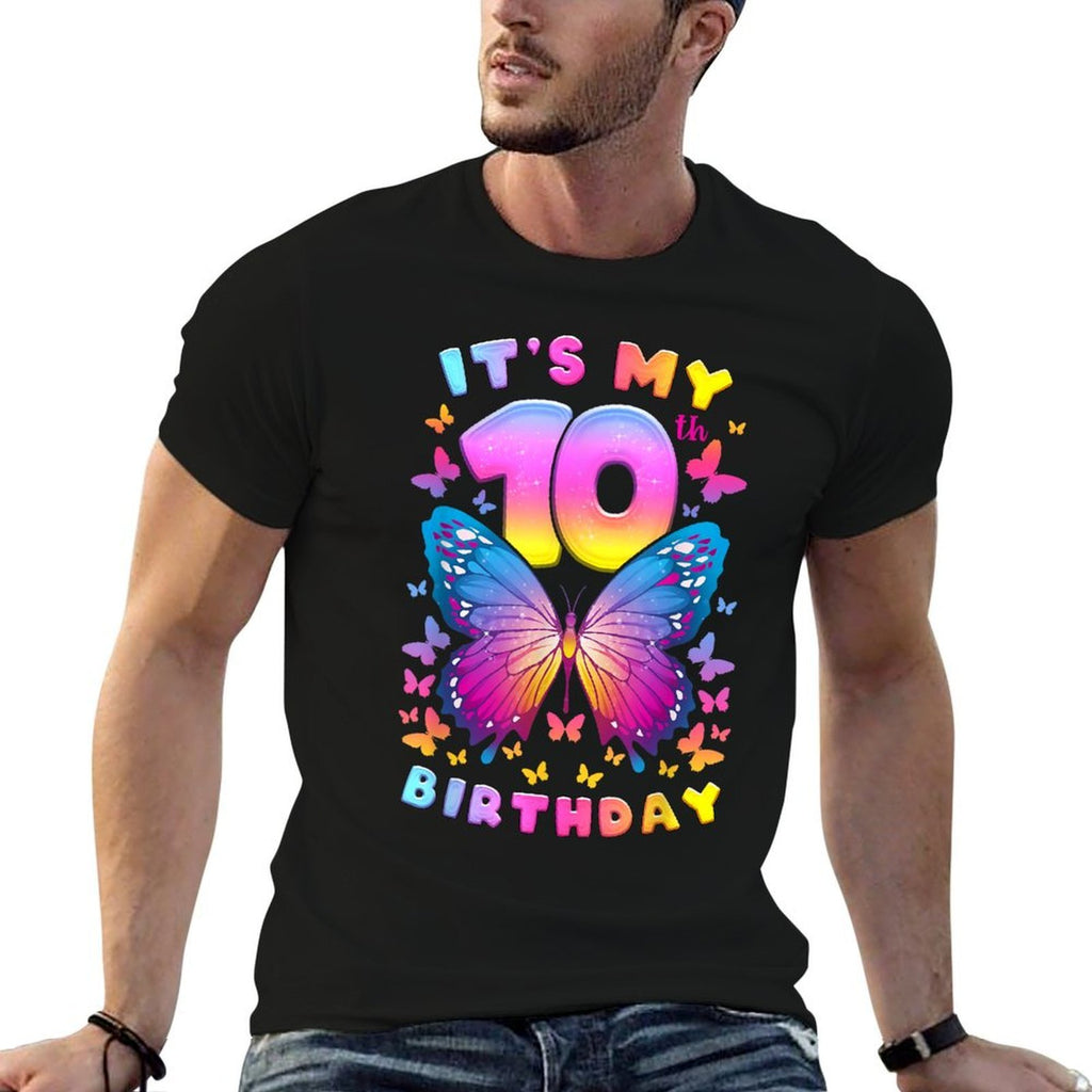 10th Birthday, Girl 10 Years, Butterfly, Number 10  Graphic-printed T-Shirt