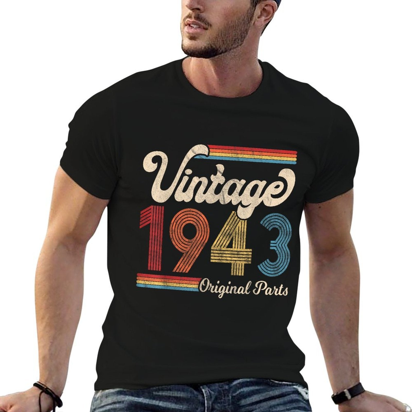 1943. Vintage 1943 Birthday Gift Men Women. Born Made 1943  Fade-proof Color T-Shirt