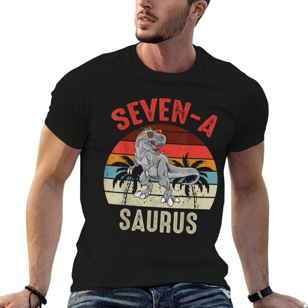 7 Years Old 7th Birthday Boy Seven A Saurus Dinosaur Lover  Tagless Design T-Shirt
