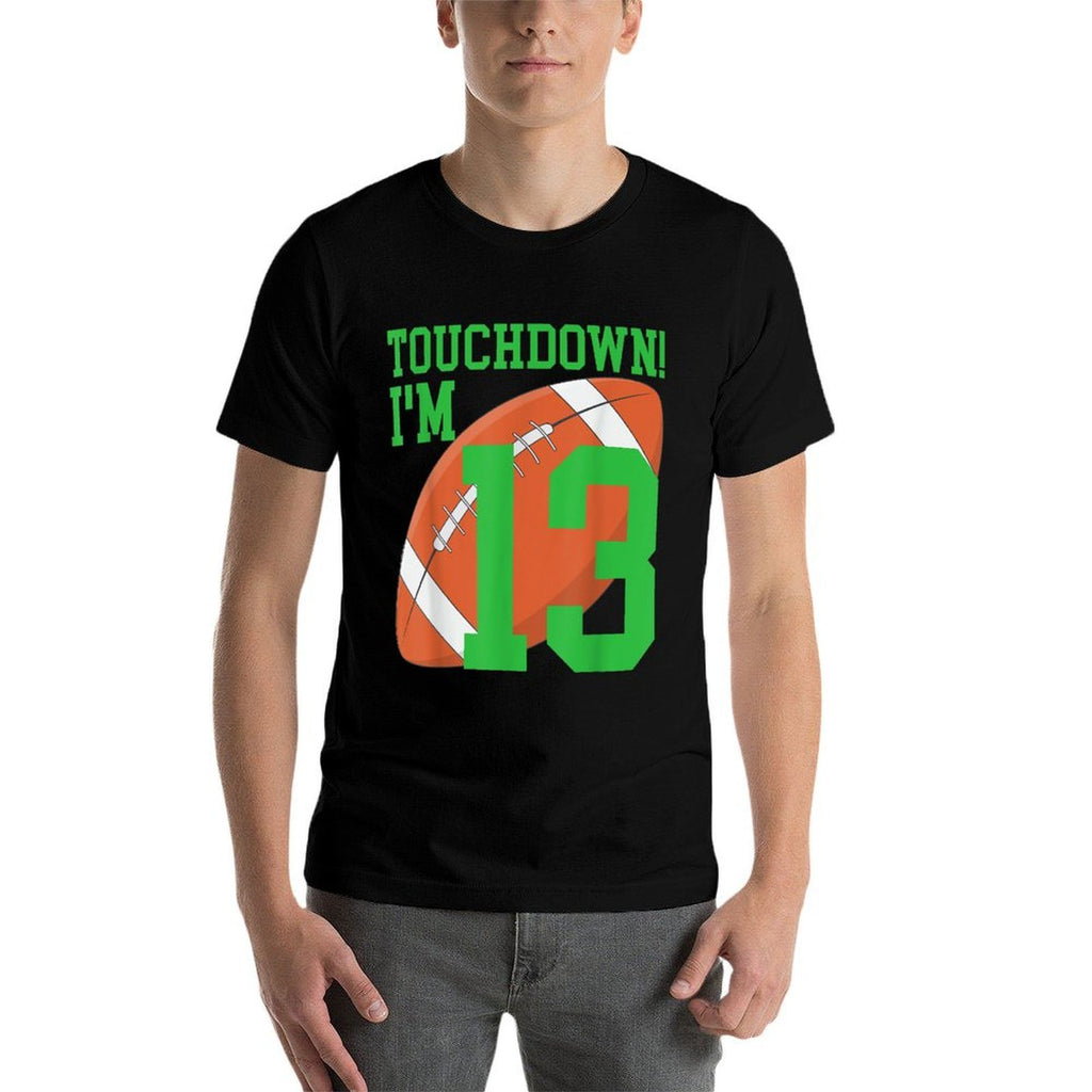 13th Birthday Football Thirteen Year Old Football Player  Wrinkle-resistant T-Shirt
