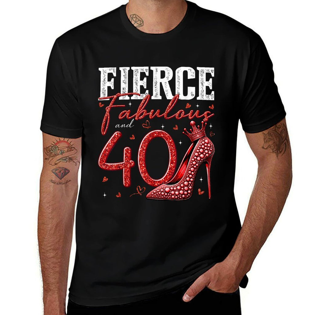 40th Birthday Fierce Fabulous And 40 Year Old Gifts Heels  Tagless Design T-Shirt