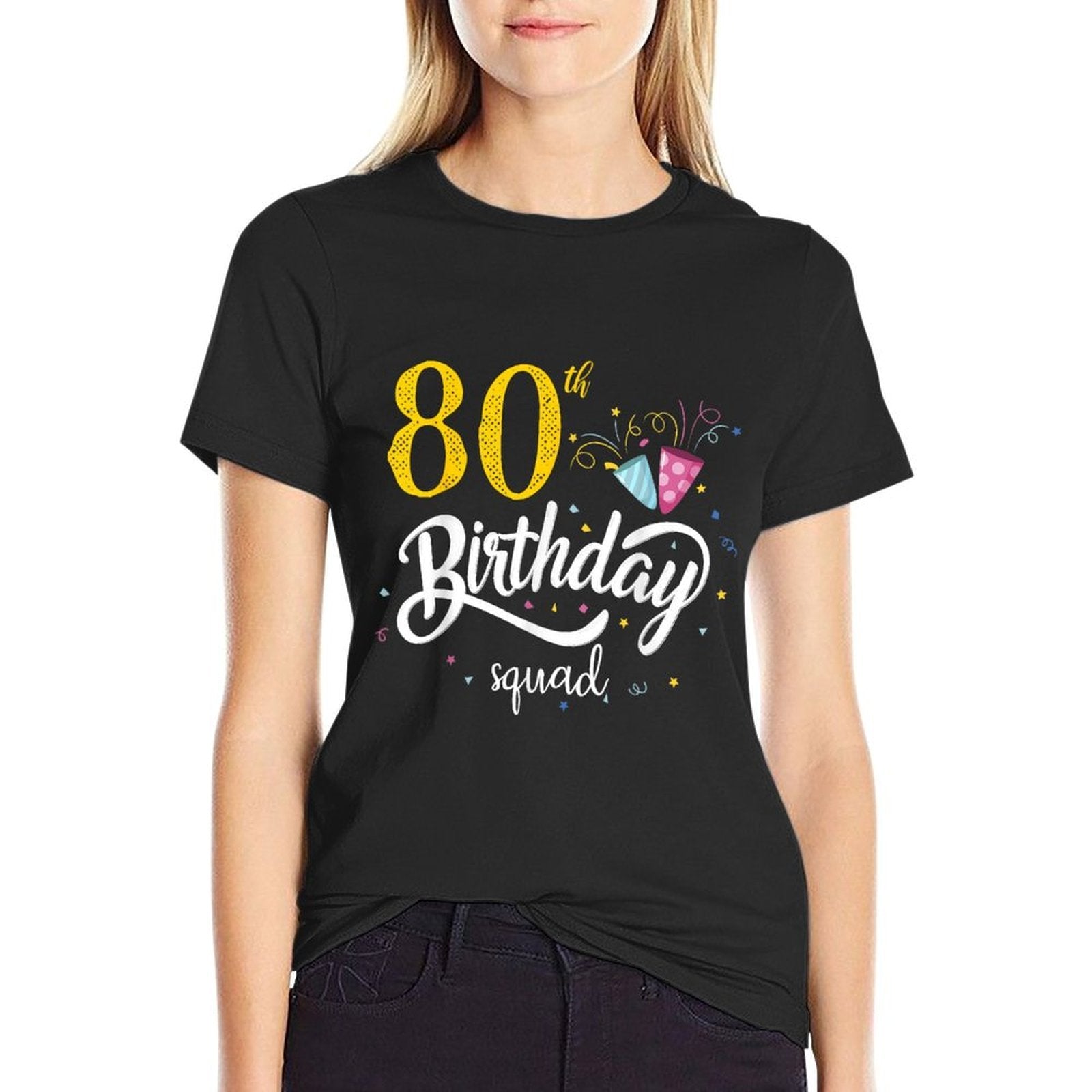 80th Birthday Squad 80 Party Crew Group Friends BDay Gifts  Graphic-printed T-Shirt