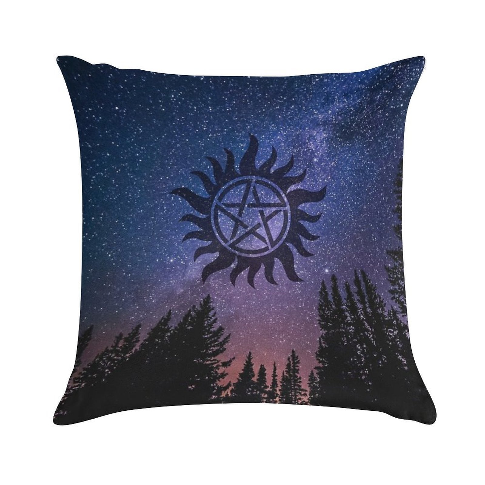 Anti Possession - Forest Starry Night Sky Soft Skin-Friendly Throw Pillow
