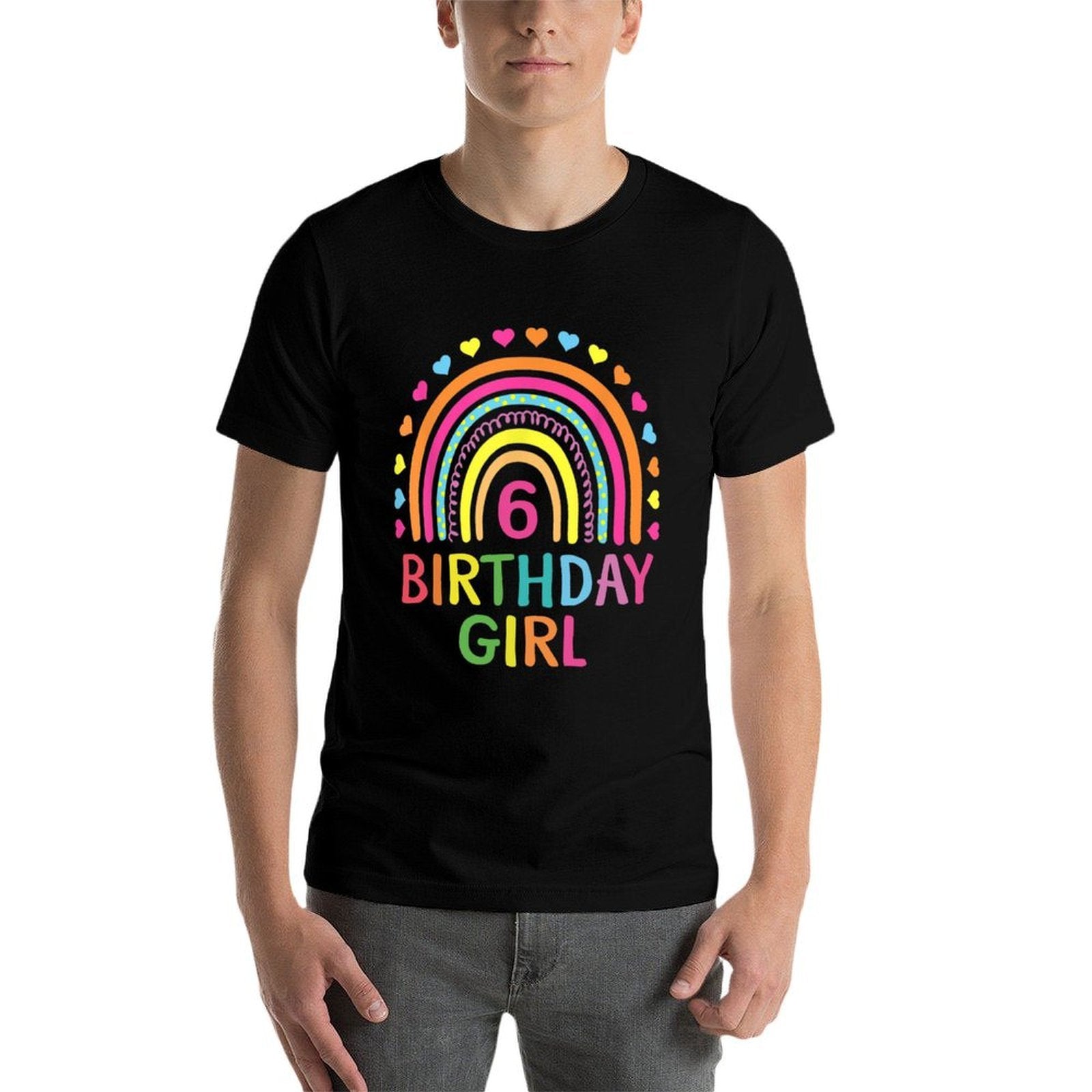 6 Years Old Rainbow Girls 6th Birthday For Girls Kids  Tagless Design T-Shirt