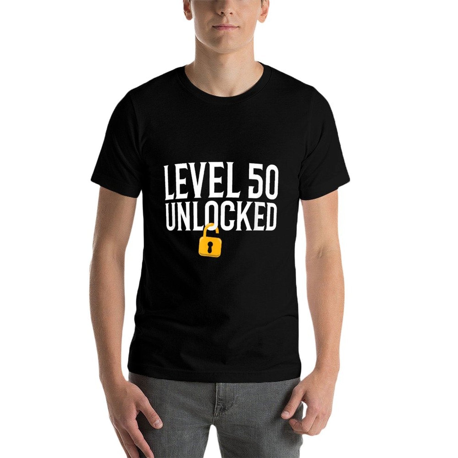 50th Birthday Gift T Funny Level 50 Unlocked  Eco-friendly Material T-Shirt