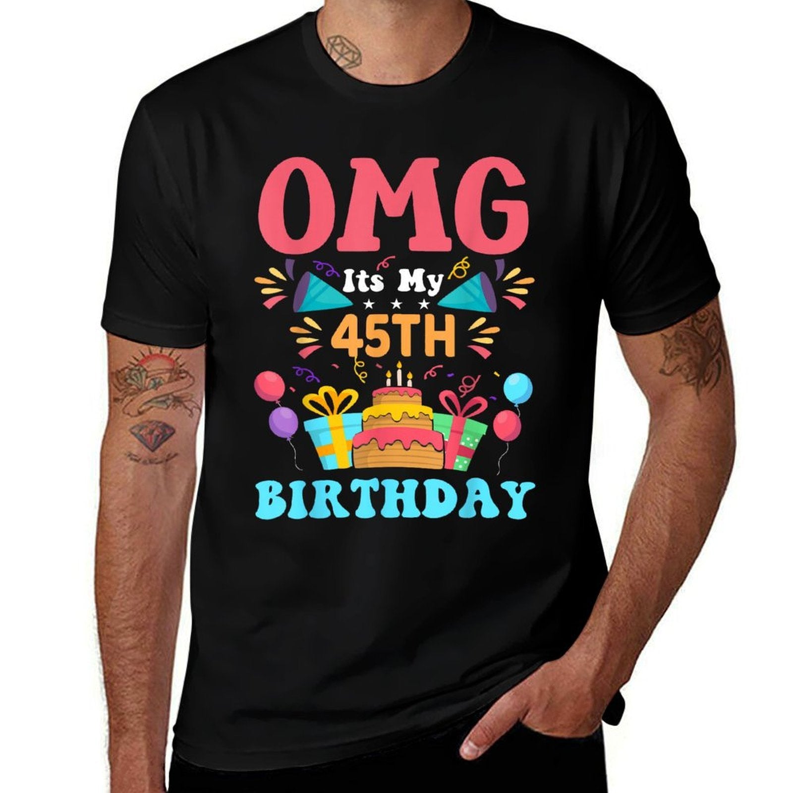 45 Year Old Birthday Party Gift Omg Happy 45th Birthday  Easy-care T-Shirt