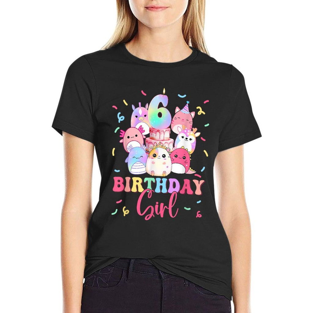 6th Birthay Girl Party Funny Squish Squad 6 Years Old Kids  Odor-resistant T-Shirt