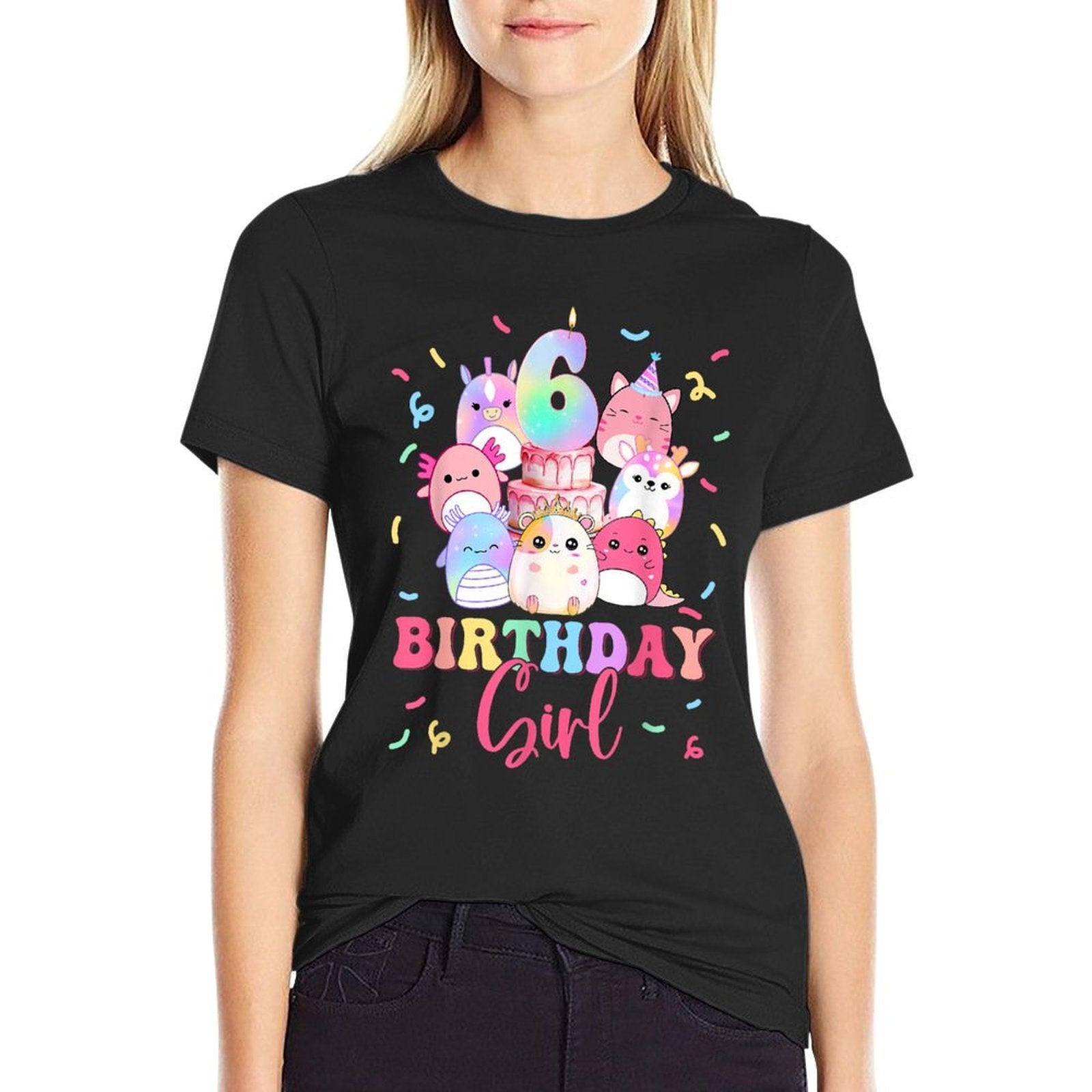 6th Birthay Girl Party Funny Squish Squad 6 Years Old Kids  Odor-resistant T-Shirt