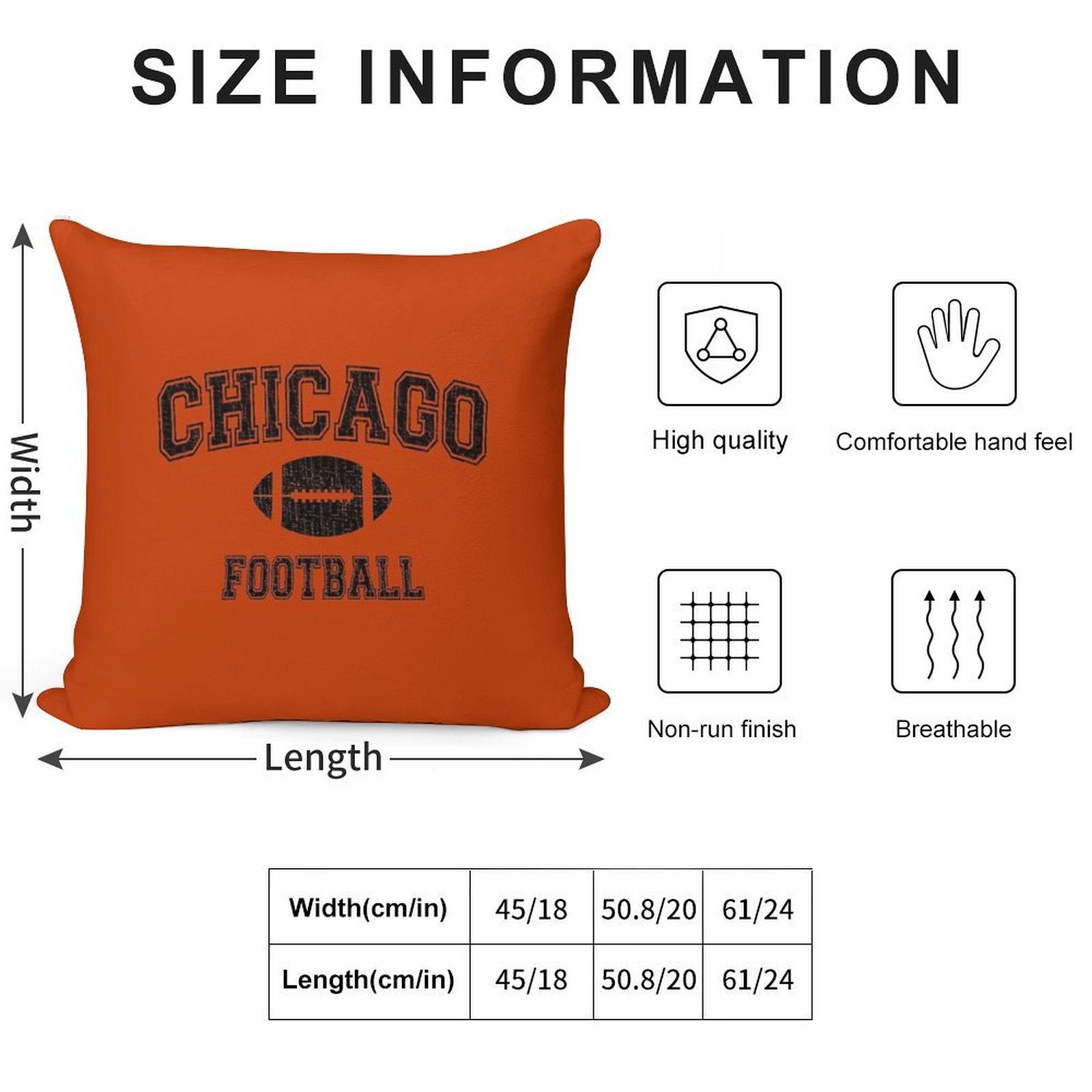 American Football Sport Design  Chicago Football - Distressed Soft Easy Maintenance Throw Pillow