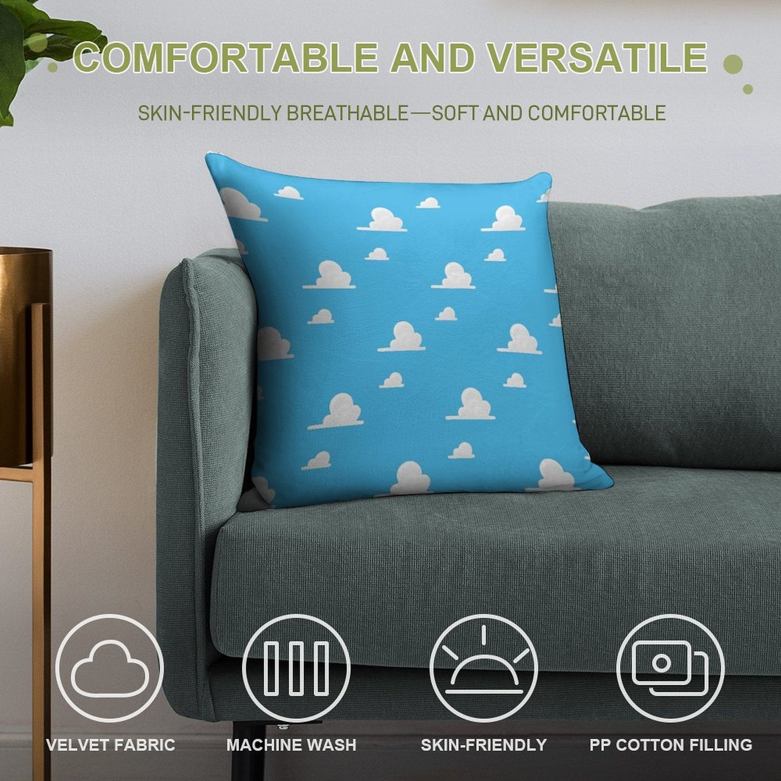 Andy's Room Wallpaper - Blue Skies for A Sheriff And A Space Ranger! Soft Luxury Feel Throw Pillow