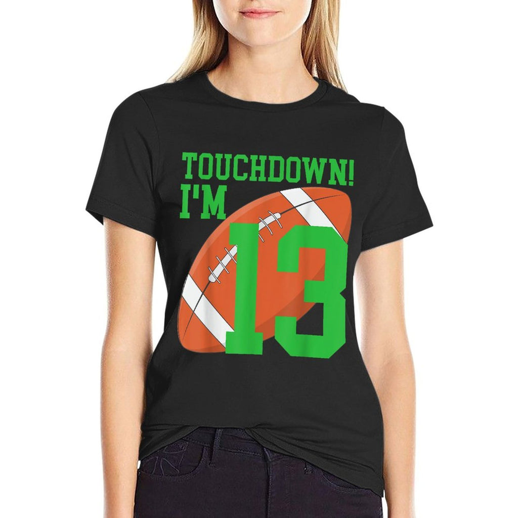 13th Birthday Football Thirteen Year Old Football Player  Wrinkle-resistant T-Shirt