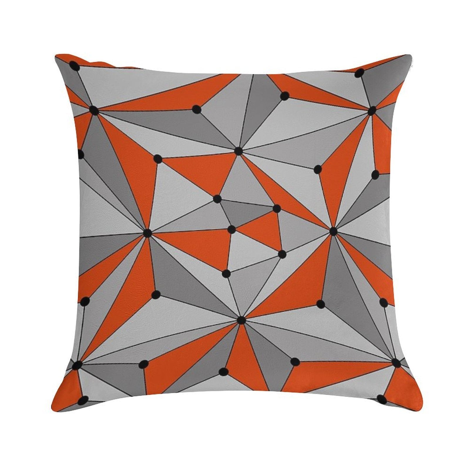 Abstract Geometric Pattern - Orange And Gray. Soft Decorative Cover Throw Pillow