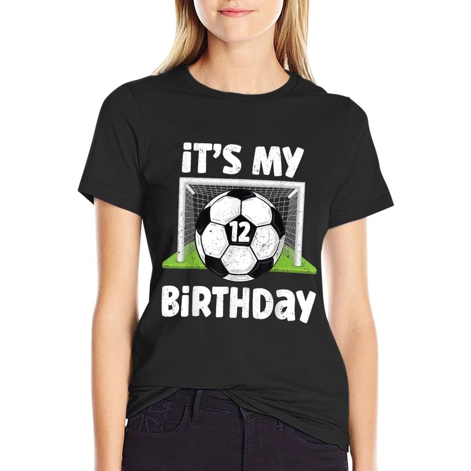 12 Years Old Soccer 12th Birthday Player Kids B-day Party  Cotton T-Shirt